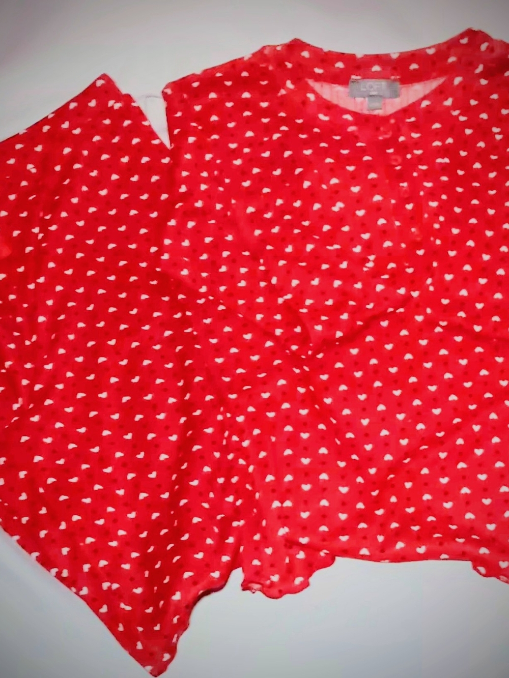 Red Heart-Print Pajama Top & Shorts Set